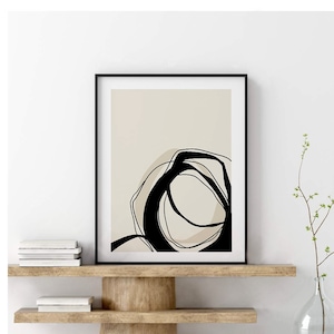 Neutral wall art print Large minimalist art download 20x30 Printable wall art living room decor, Simple abstract print in black and beige