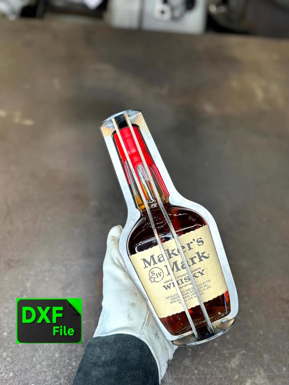 Maker's Mark 750ml Bottle Cage DXF File: CNC Laser Cut Gag Gift