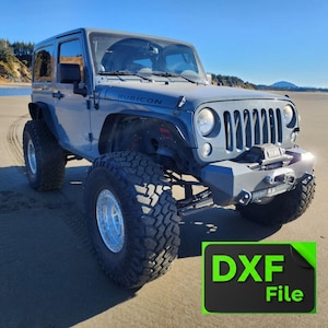 Archivos DXF de parachoques de Jeep, dibujos, archivos DXF e instrucciones de parachoques con cabrestante para Jeep Wrangler JK 2007-2017 (archivos CNC, descarga digital)