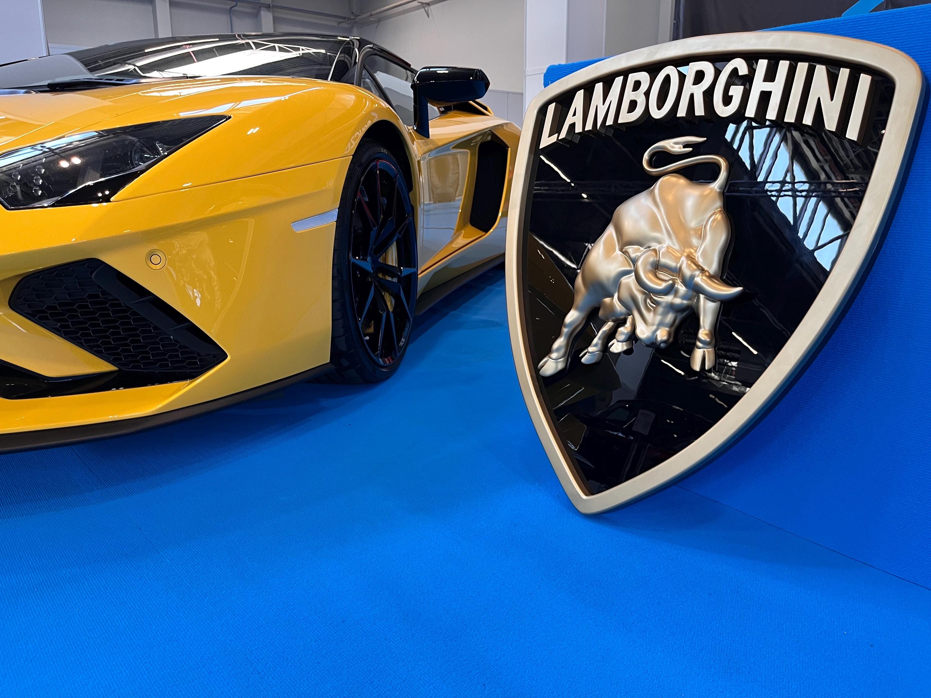 Lamborghini Emblem Shield Large Logo 3D Luxury Sign Office Man