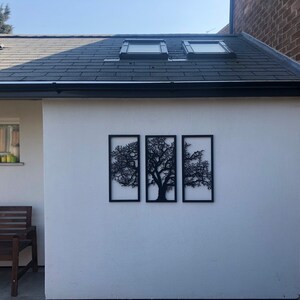 Metal Wall Art Decor 3D Sculpture 3 Piece Oak Tree Modern Decor Tree of ...