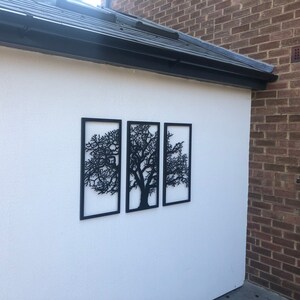Metal Wall Art Decor 3D Sculpture 3 Piece Oak Tree Modern Decor Tree of ...