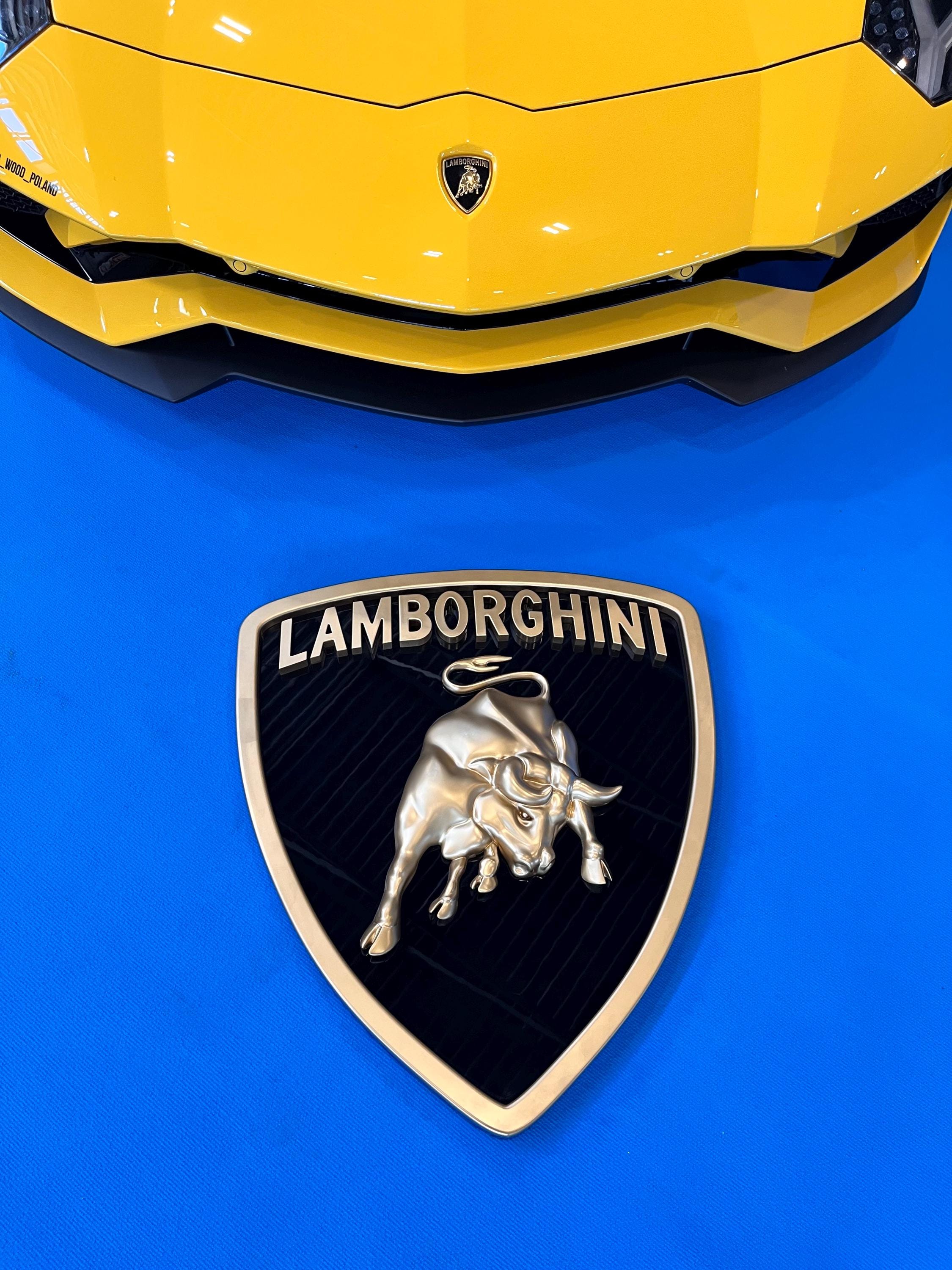 channori プロフ必読✨ BOX LOGO CAR ENBLEM Lamborghini Emblem Shield Large Logo 3D Luxury Sign Office Man