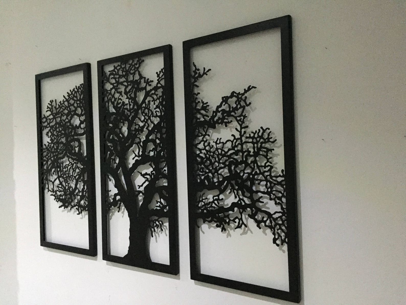 Metal Wall Art Decor 3D Sculpture 3 Piece Oak Tree Modern Etsy