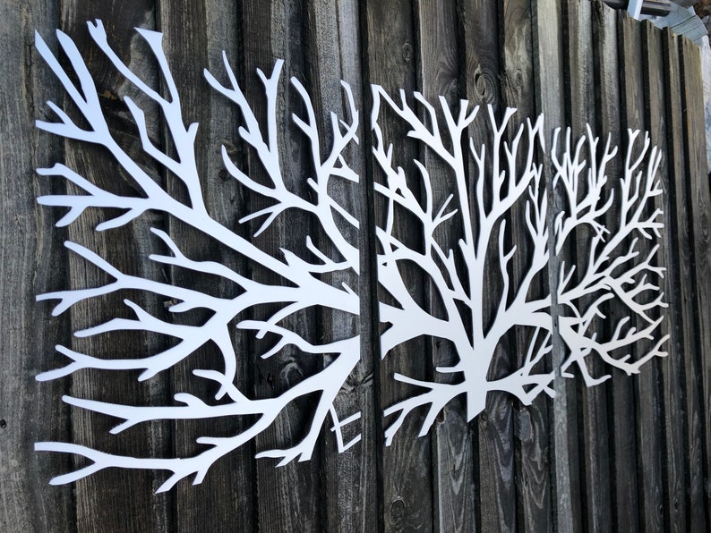 Metal Wall Art Decor 3D Sculpture 3 Piece Tree Brunch Modern Etsy