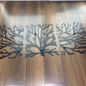 Metal Wall Art Decor 3D Sculpture 3 Piece Tree Brunch Modern Fireplace ...