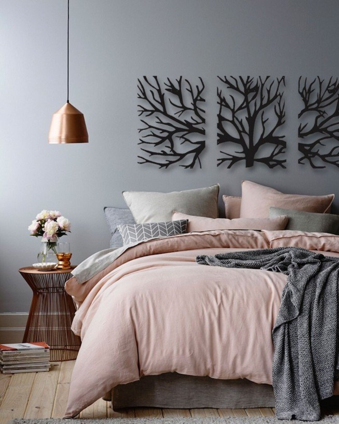 Metal Wall Art Decor 3D Sculpture 3 Piece Tree Brunch Modern Etsy