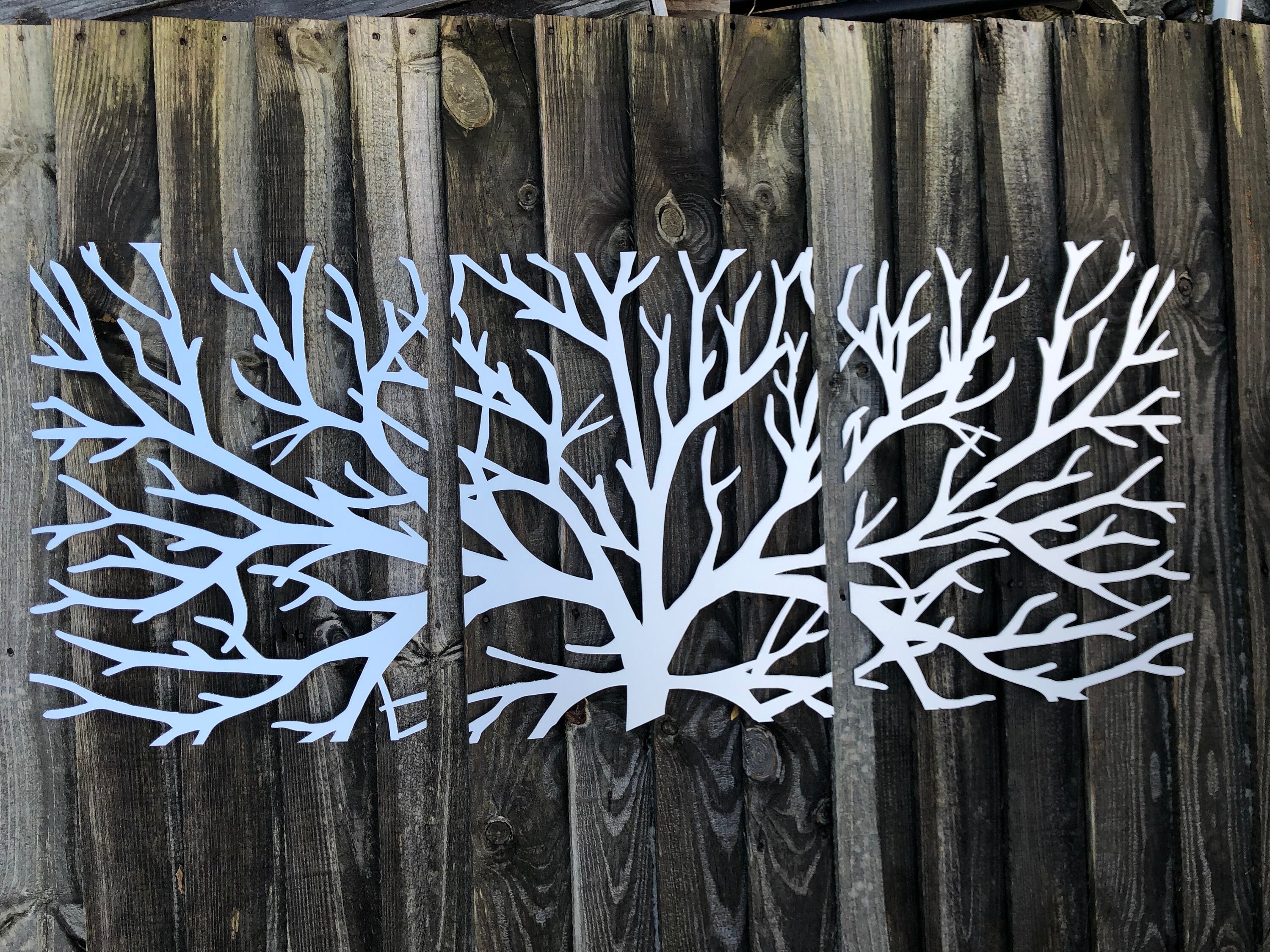 Metal Wall Art Decor 3D Sculpture 3 Piece Tree Brunch Modern Etsy UK