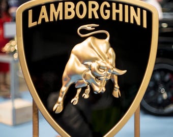 Lamborghini emblem shield large logo 3D luxury sign office man cave garage car collection
