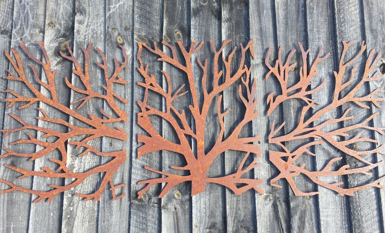 Metal Wall Art Decor 3D Sculpture 3 Piece Tree Brunch Modern Etsy UK