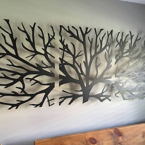 Metal Wall Art Decor 3D Sculpture 3 Piece Tree Brunch Modern Fireplace ...