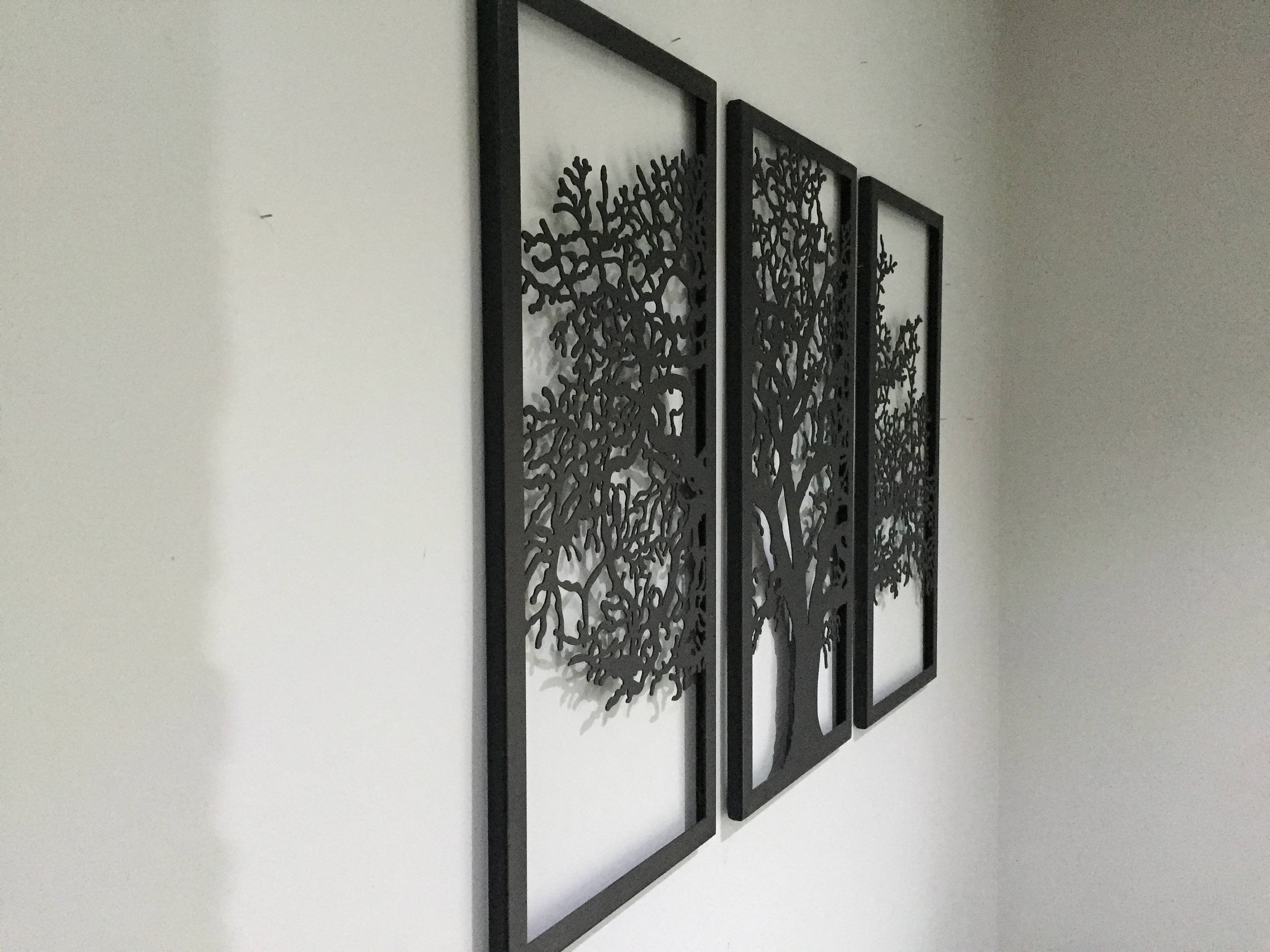 Metal Wall Art Decor 3D Sculpture 3 Piece Oak Tree Modern Etsy UK