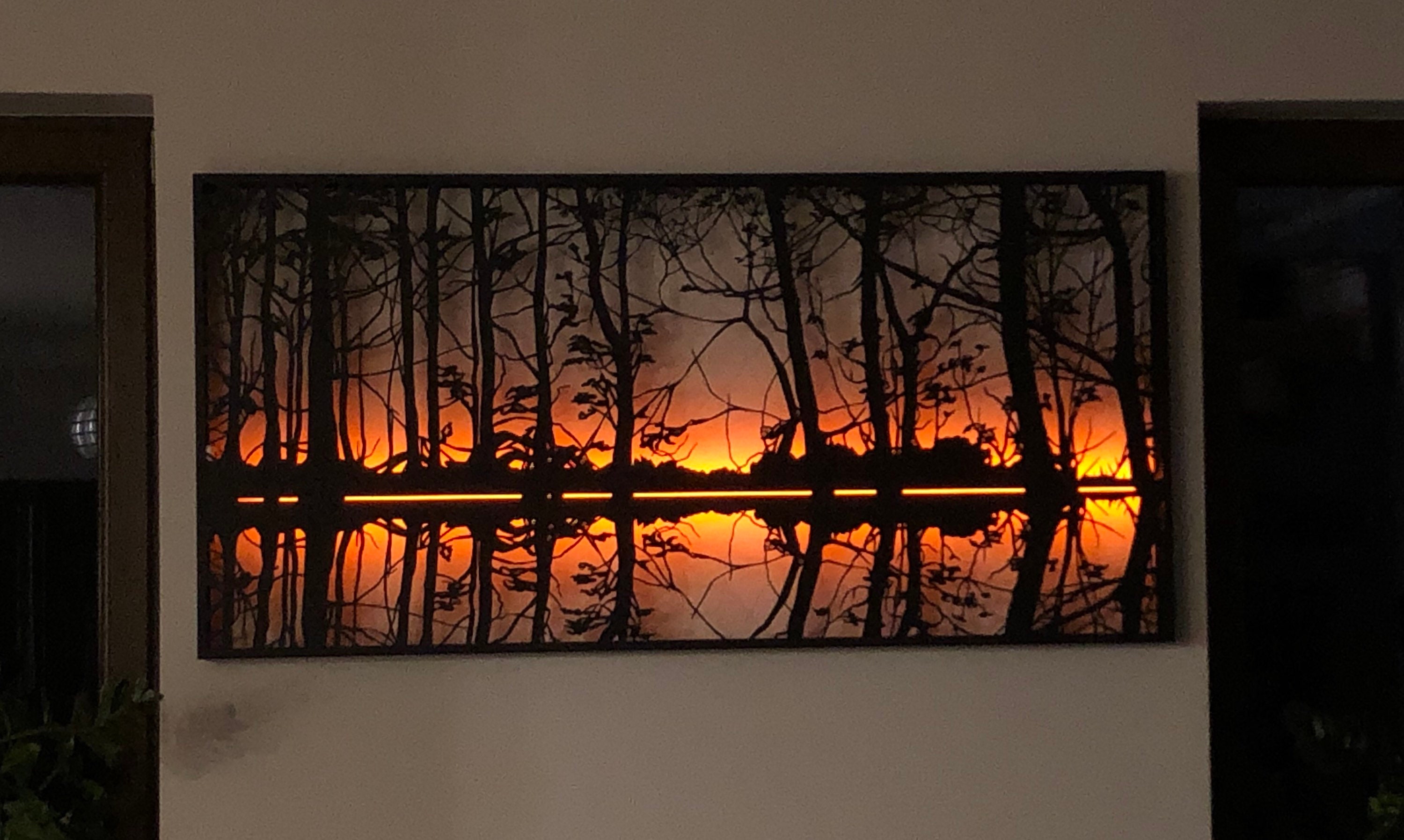 Light Wall art decor sunset view lake 3D led light remote Etsy