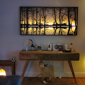 Luce Decorazione artistica da parete vista tramonto sul lago 3D telecomando con luce a led