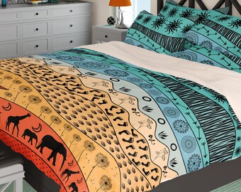 Colorful African Duvet Cover Primitive 