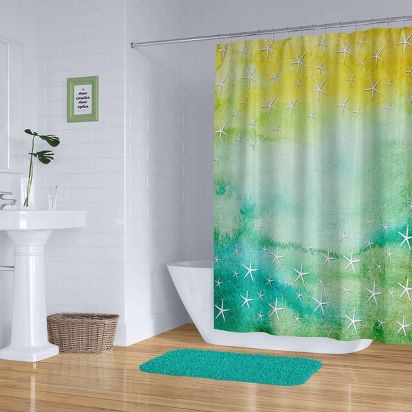 Aqua Shower Curtain Etsy