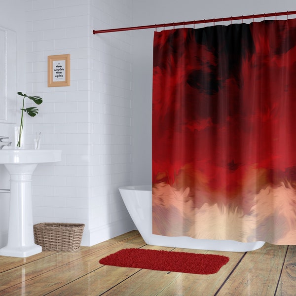Red Shower Curtains Etsy