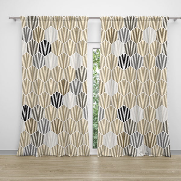 Geometric Curtains Etsy