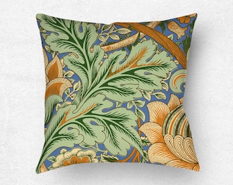 William Morris pillow, Art Nouveau floral print cushion cover, 14 x 14 to 20 x 20 inches Indoor or outdoor throw pillow, Home staging ideas.