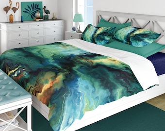 Abstract Bedding Set: Modern Art Duvet Cover, Optional Shams