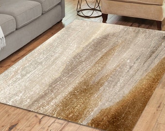 Neutral abstract area rug, Indoor or Outdoor rug, Beige, gray and brown 2x3 to 5x7, Ombre round rug, Hallway runner.