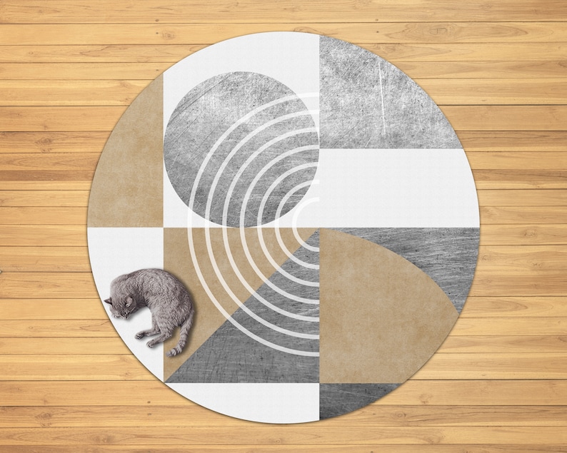 Neutral abstract geometric area rug Round rug 2x3 8x10 Etsy