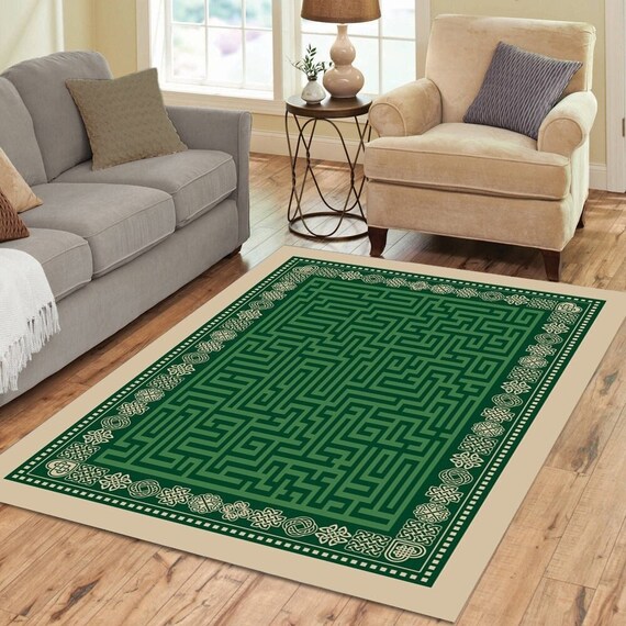 Green Celtic Knot Area Rug Pagan