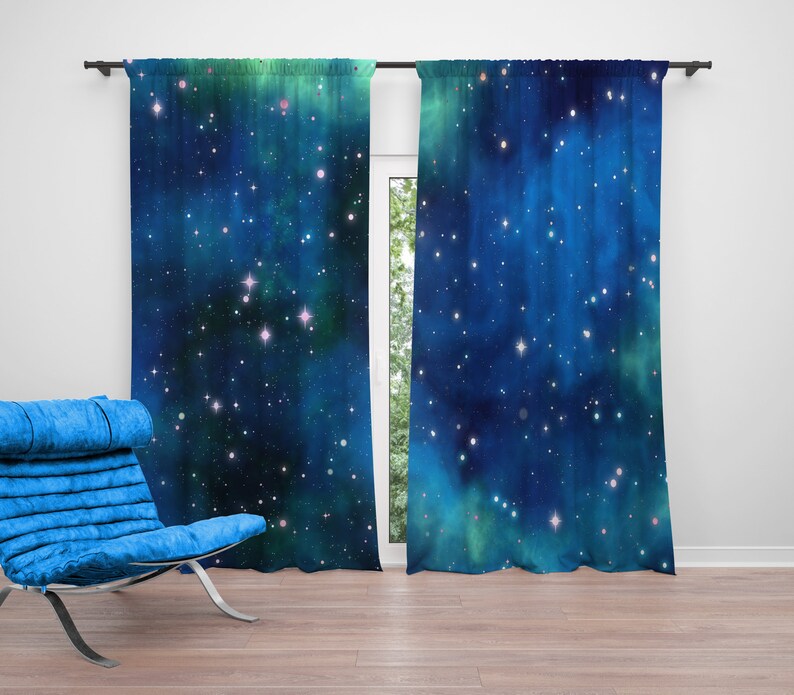 Outer space galaxy curtains nebula night sky 50 x 84 pocket Etsy