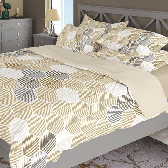 Honeycomb Duvet Cover Or Comforter Bedding Set Hexagon Etsy