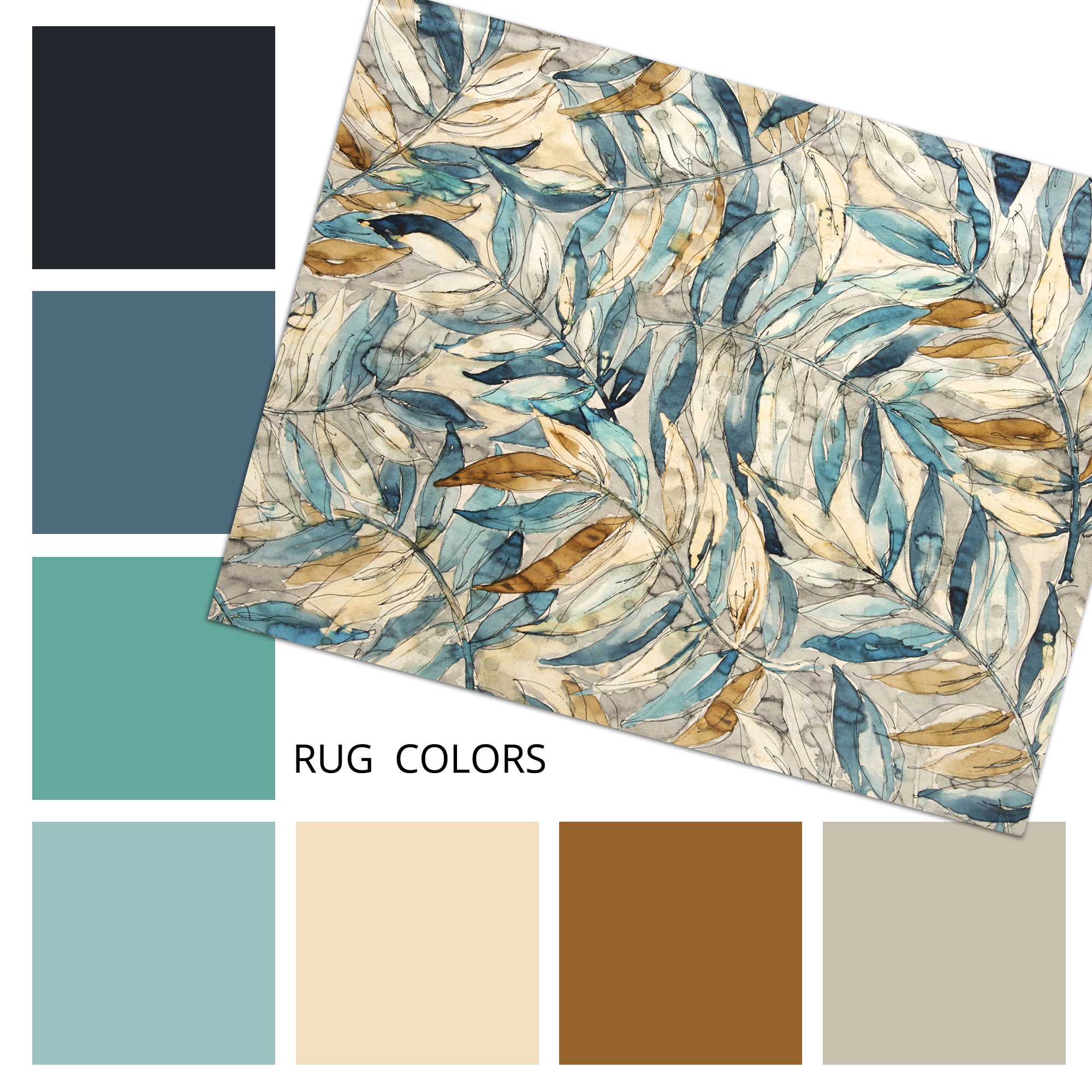 Abstract Watercolor Leaf Design Rug, Indoor Outdoor Rug 3x2 to 7x5 - Etsy