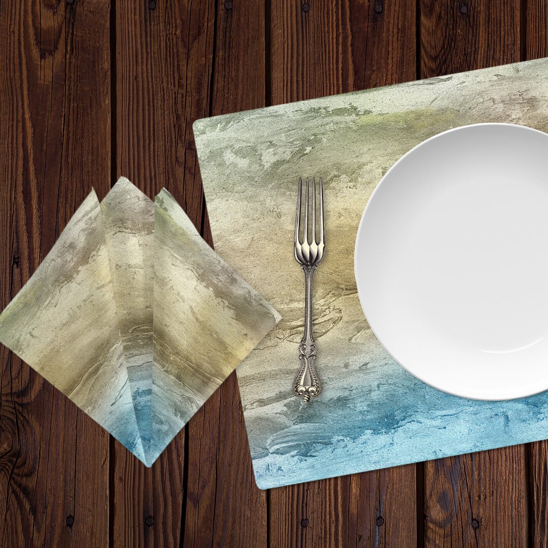 Beach Placemat and Napkins Coastal Decor Table Linen Set Etsy