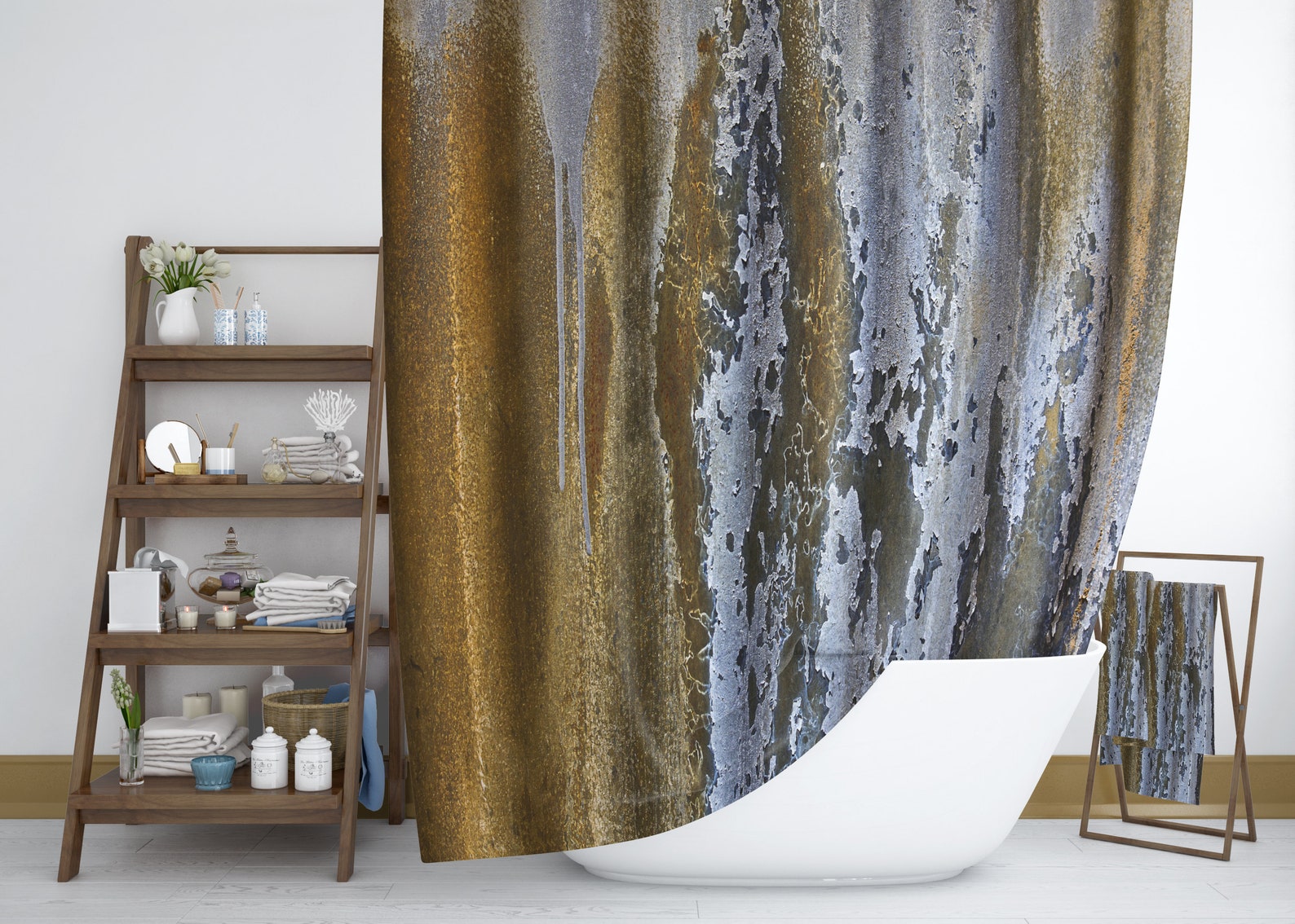 Modern rustic grunge shower curtain set Masculine bathroom. Etsy