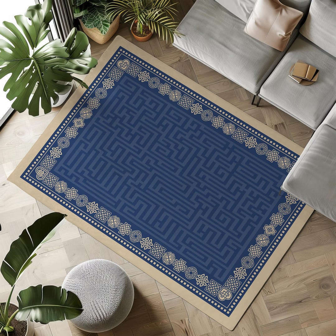 Two-tone Blue Celtic Knot Rug, Indoor Outdoor 3x2 to 7x5 - Etsy