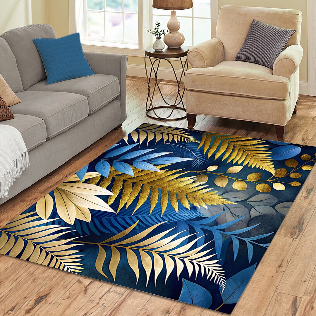Fern Leaves Area Rug, Watercolor Botanical Art, Indoor or Outdoor Rugs ...