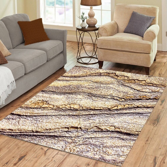 Neutral Abstract Rug, Gray and Brown Rock Area Rug, Rustic