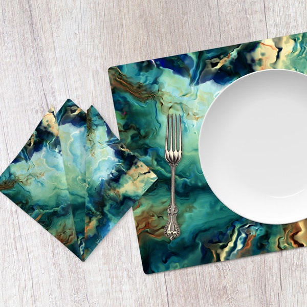 Teal Table Mats Etsy