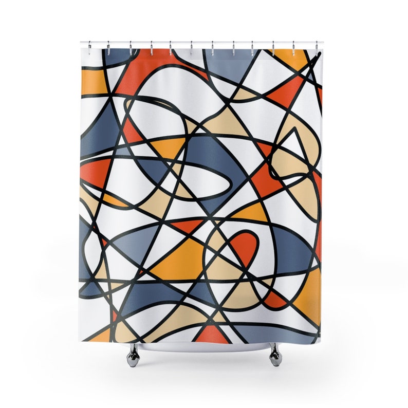 Multi Color Midcentury Modern Art Shower Curtain. Etsy
