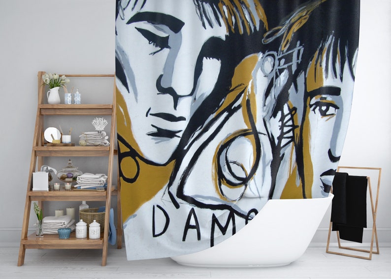 Abstract Graffiti Shower Curtain Modern Urban Decor Mustard Etsy