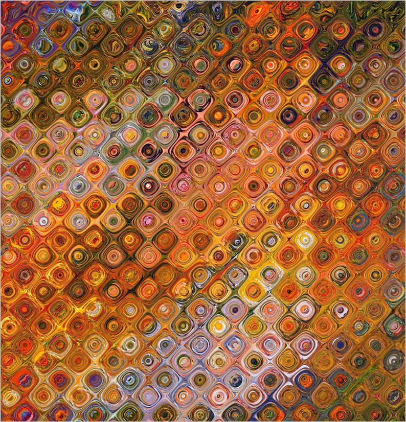 Abstract art shower curtain Burnt orange tile pattern in | Etsy