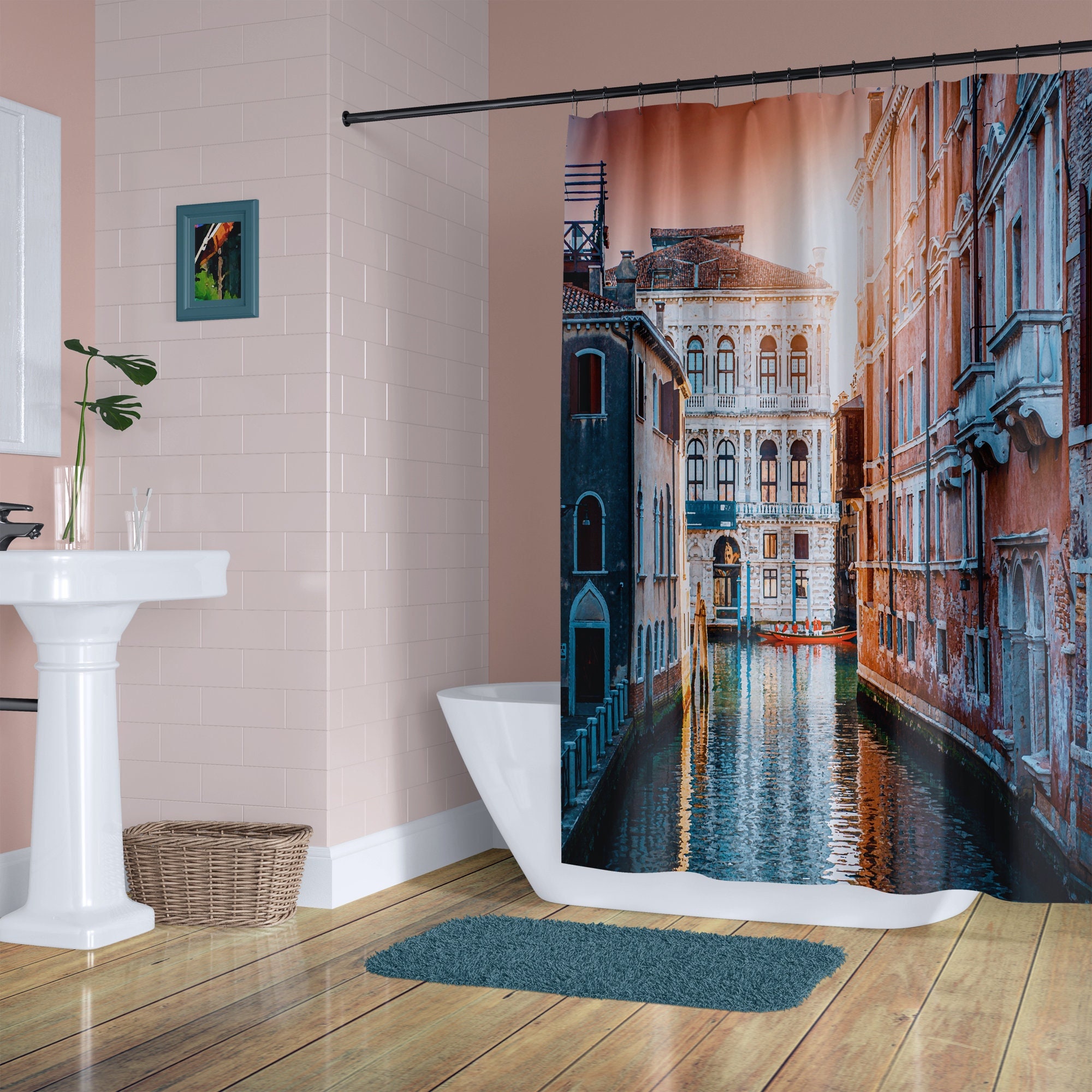 Rome Shower Curtain Street In Italy Bicycle Travel Honeymoon