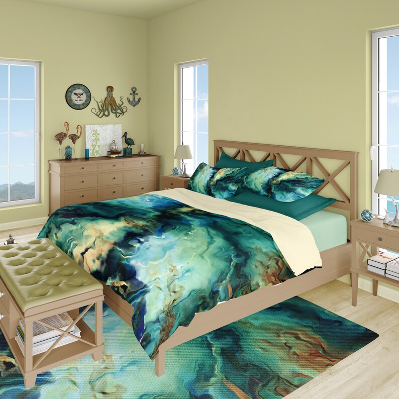 Modern abstract art duvet cover or comforter bedding set. Etsy