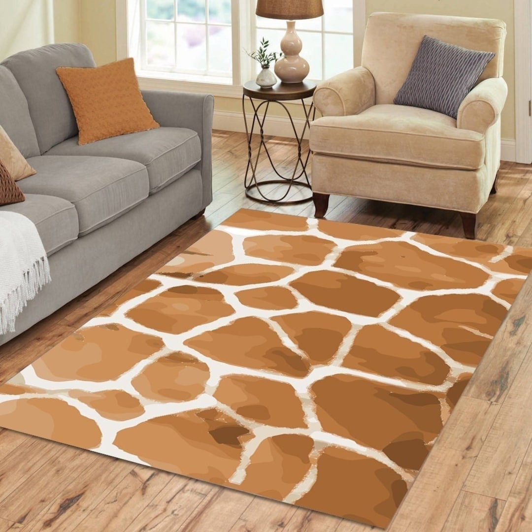 Giraffe Print Rug Neutral Abstract Giraffe Hide Pattern Etsy
