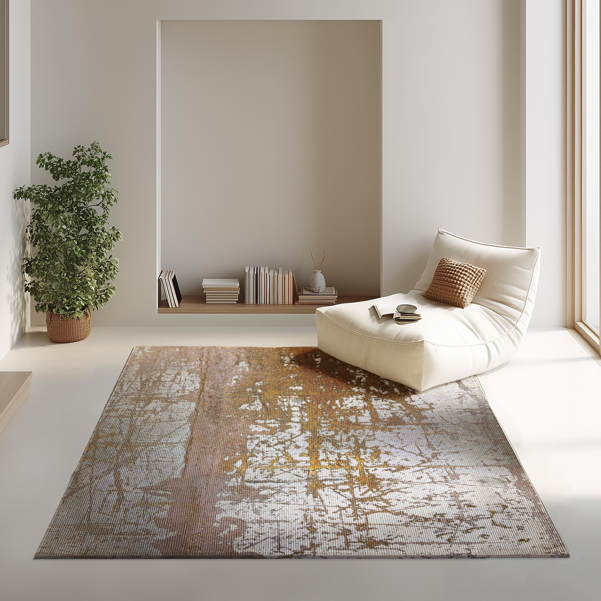 Modern Industrial Rug: Scratched Conc...