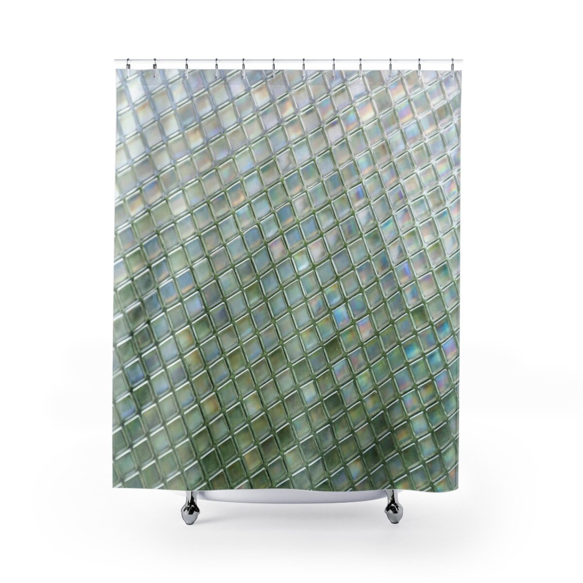 Green Ombré Mosaic Tile Shower Curtain Minimalist Diagonal Etsy Canada