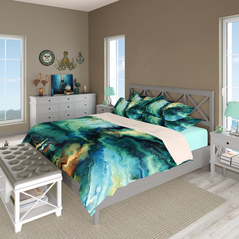 Modern abstract art duvet cover or comforter bedding set. Etsy