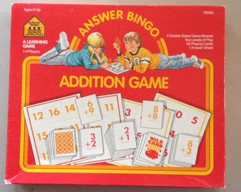 Vintage 1989 Answer Bingo ADDITION Game by School Zone Publishing