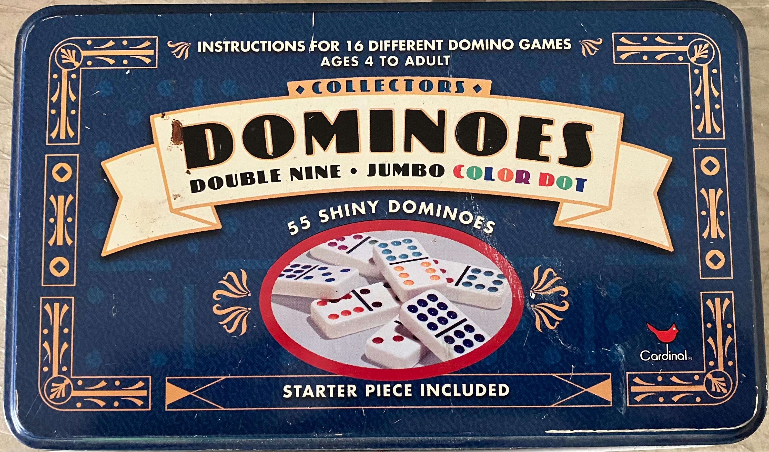 Vintage 1998 Double Nine Jumbo Color Dot DOMINOES by Cardinal