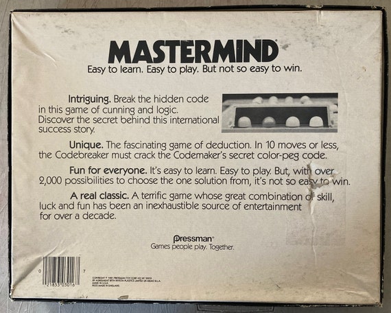 Mastermind board game easy to play easy to learn not so easy to win  Pressman co