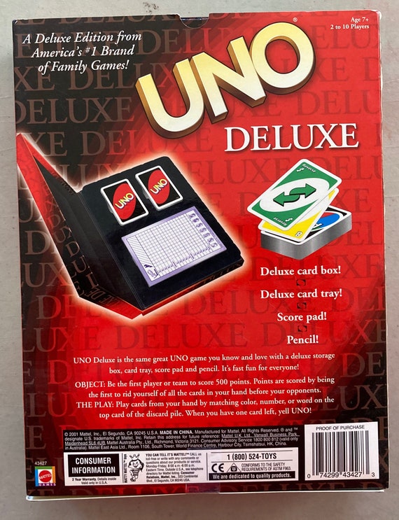 UNO DELUXE Edition 2001 Mattel Card Game Brand NEW India