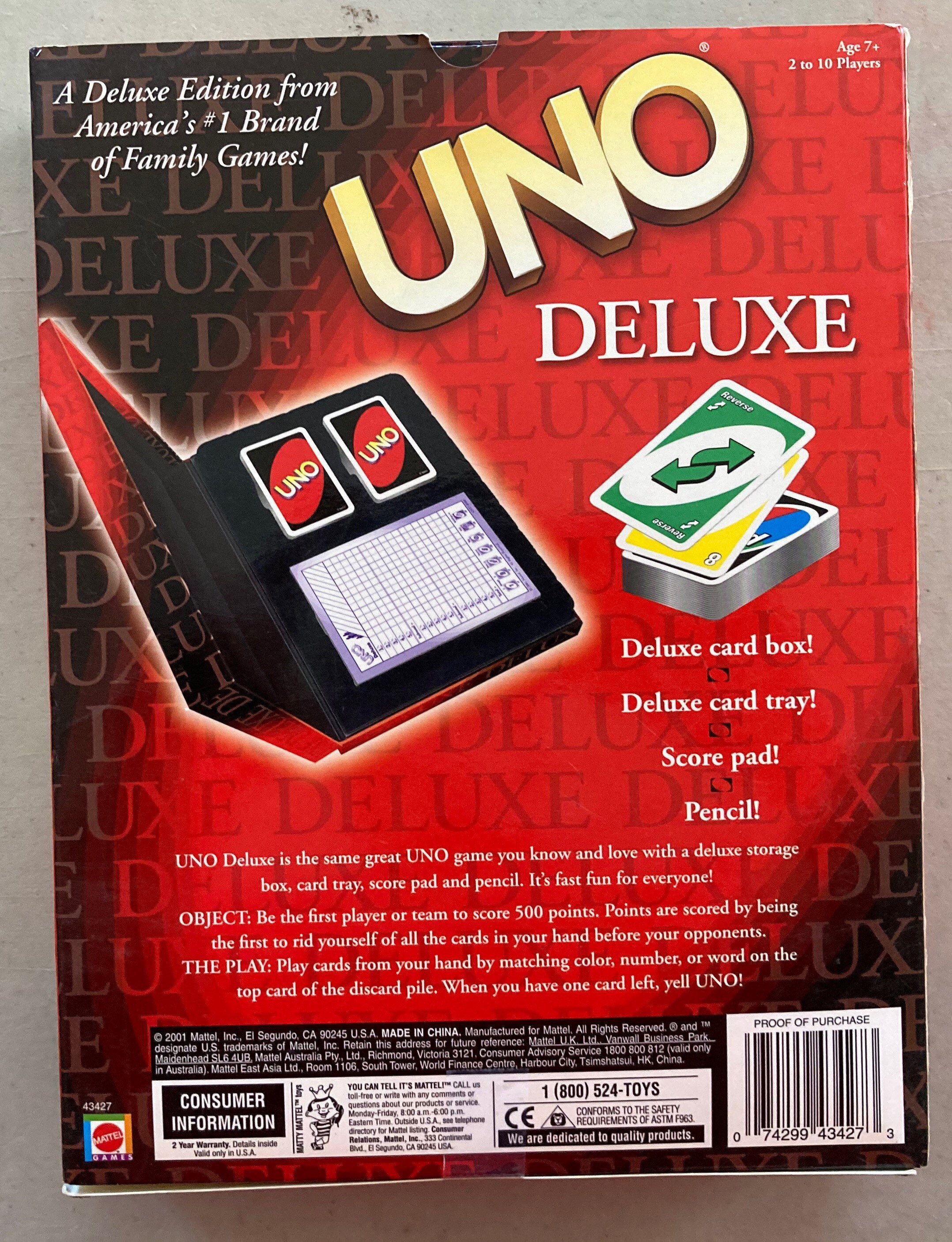 Mattel Games 2001 UNO Deluxe Card Game -  India